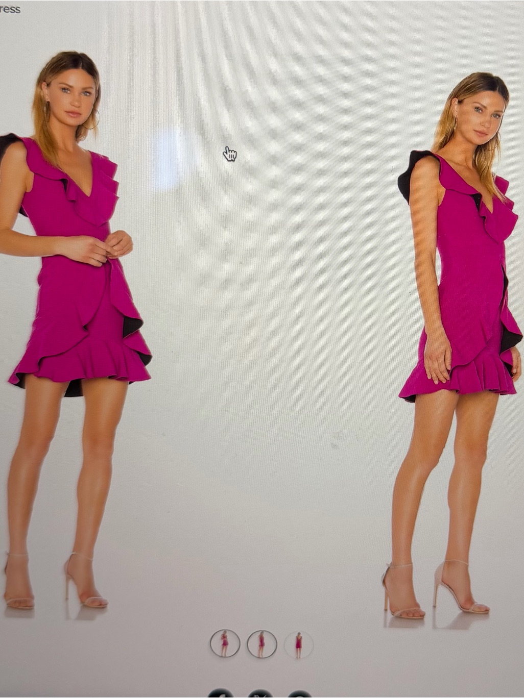 Fuchsia Ruffle V-Neck Mini Dress With Contrast Trim